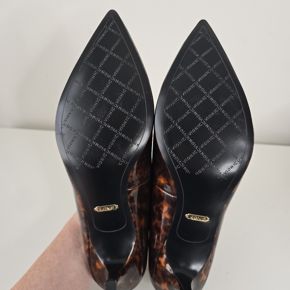 New Vionic Josie Kitten Heel Patent Leather Tortoise Print 9.5W Careerwear Chic - Picture 9 of 12